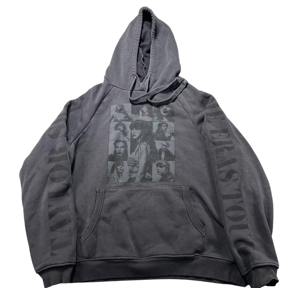 Taylor Swift Hoodie Womens Small Gray The Eras Tour Graphic Pullover Fleece